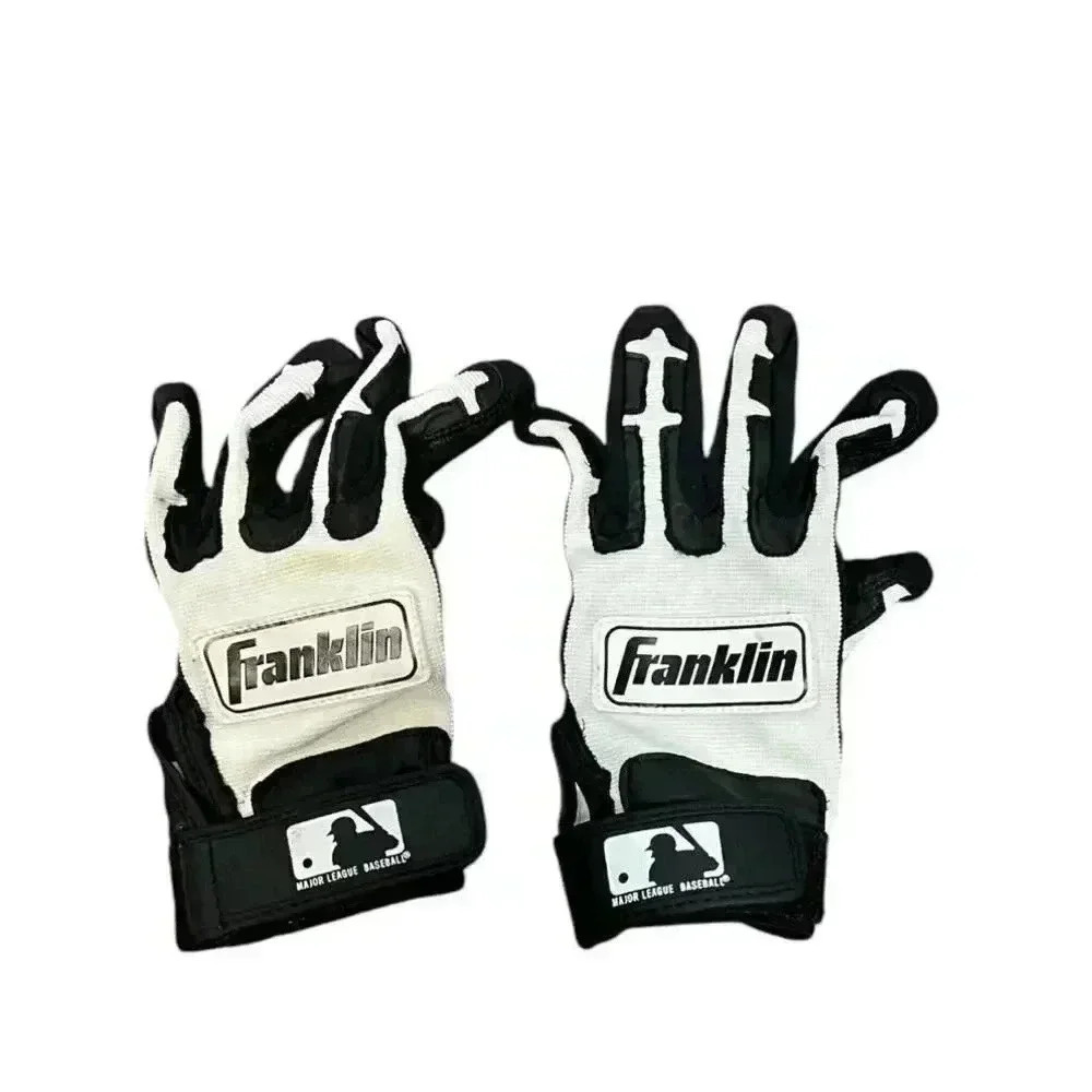 Franklin Black and White Batting Glove Size Youth Large Good Condition